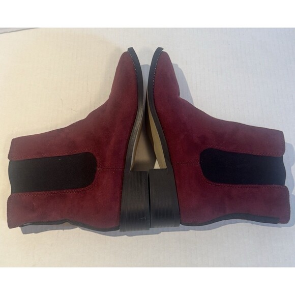BeBe Women's Burgundy Bootie Ankle Boots Size 6.5 1/2 Zipper Faux Suede - Picture 7 of 10